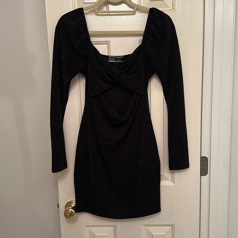 Black sparkly, long sleeve mini dress